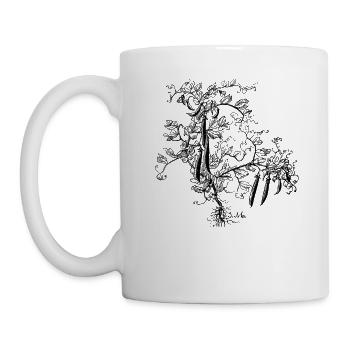 Bohnenpflanze mit Zuckerschoten - Tasse - Weiß - Links
