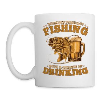 Prévisions de pêche et de consommation d’alcool pour la fin de semaine des pêcheurs - Mug blanc - blanc - Gauche
