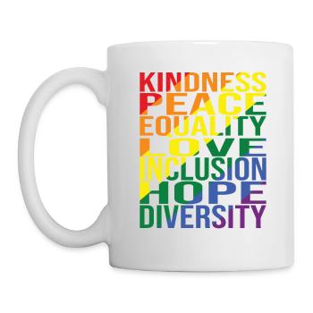 Gentillesse Paix Égalité Amour Inclusion Espoir Plongeurs - Mug blanc - blanc - Gauche