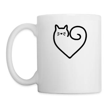 Herz-Form-Katze mit Liebe - Tasse - Weiß - Links