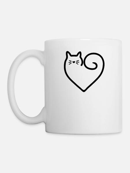 Herz-Form-Katze mit Liebe - Tasse - Weiß