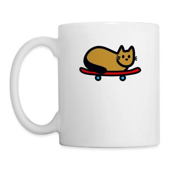 Cat on skateboard - Mug - white - Left