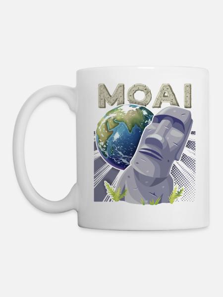 Osterinsel, Moai, Steinköpfe, Rapa-Nui - Tasse - Weiß