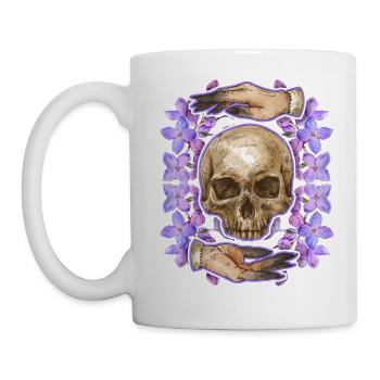 Dia-De-Los-Muertos, Crâne de sucre, Crâne, Crâne - Mug blanc - blanc - Gauche
