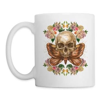 Skull Skull Skull with Moth Hydrangeas - Mug - white - Left
