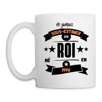 ne jamais sous-estimer un roi né en 1990 - Mug blanc - blanc - Gauche