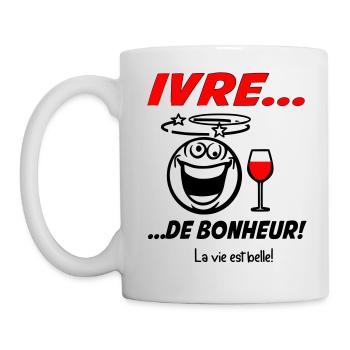 Apéro tee shirt apéro Ivre de bonheur - Mug blanc - blanc - Gauche