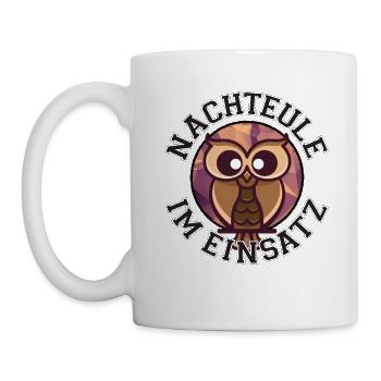 Nachteule im Einsatz Nachtdienst Eule - Tasse - Weiß - Links