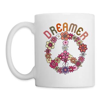Peace-Sign, Frieden-Symbol Friedenszeichen, 70er - Tasse - Weiß - Links