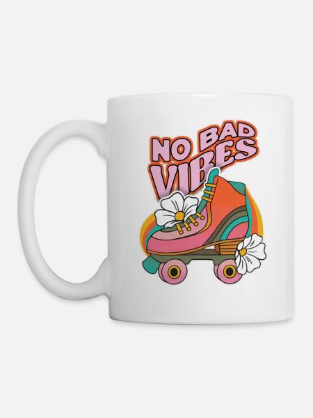 Patins à roulettes, patin à roulettes, design des années 70 - Mug blanc - blanc