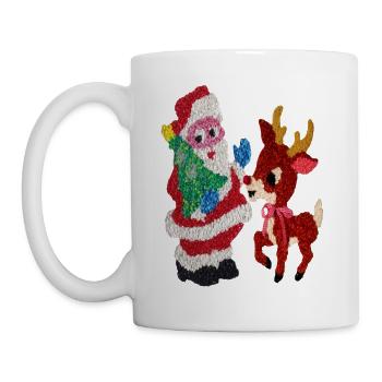Christmas Santa Rudolph Vintage Melted Plastic - Mug - white - Left