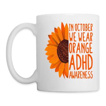 ADHD Awareness Sunflower In October We Wear Orange - Mug - white - Left
