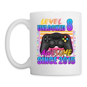 Video Game Level 8 Unlocked Awesome Since 2015 - Mug - white - Left