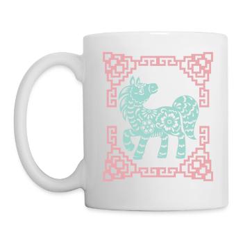 Année du Cheval, horoscope chinois Chine - Mug blanc - blanc - Gauche