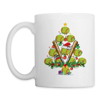Softball Christmas Tree Santa Pickleball Lights - Tasse - Weiß - Links