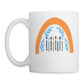 Love And Light Rainbow Hanukkah Jewish Chanukah - Tasse - Weiß - Links