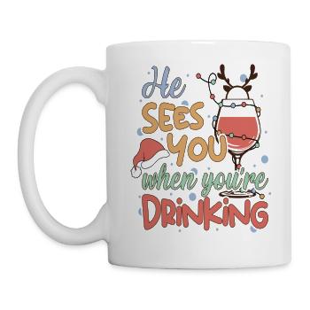He Sees You When You're Drinking Funny Christmas - Mug - white - Left