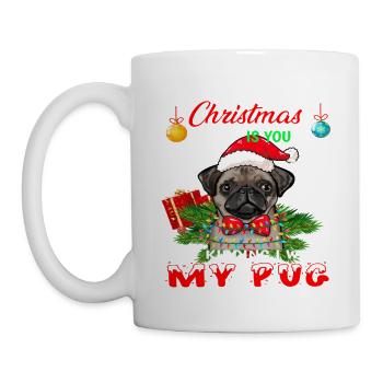 Cute Christmas Pug - Mug - white - Left