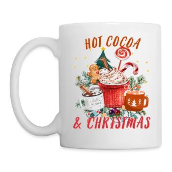 Chocolat chaud et café vintage Joyeux Noël - Mug blanc - blanc - Gauche