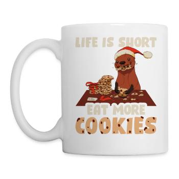 Life Is Short Eat More Cookies Funny Cookie - Tasse - Weiß - Links
