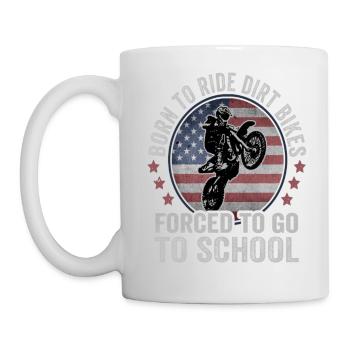 Born To Ride Dirt Bikes forcé d’aller à l’école - Mug blanc - blanc - Gauche