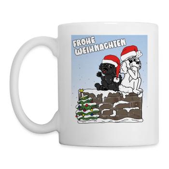 Weihnachtliches Pudelmotiv - Pudels Weihnachten - Tasse - Weiß - Links