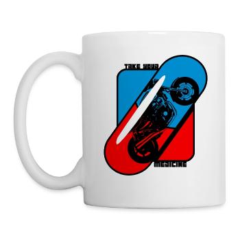 Prenez votre pilule de médecine moto nue - Mug blanc - blanc - Gauche