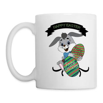 HAPPY EASTER, Easter , Coloured Easter Eggs - Mug - white - Left