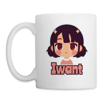 Verwöhntes Mädchen mit großen Augen will mehr - Tasse - Weiß - Links