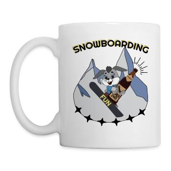 Snowboarder, Snowboard Osterhase, Apres Ski - Tasse - Weiß - Links