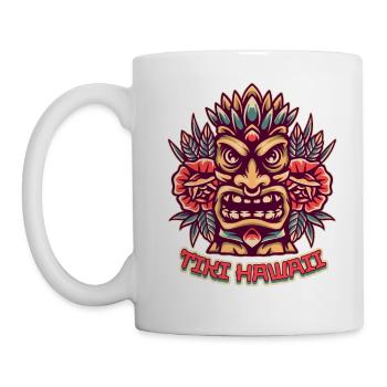 Statue Tiki, île d’Hawaï, masque Tiki - Mug blanc - blanc - Gauche