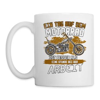 Ein Tag auf dem Motorrad. Biker Design. - Tasse - Weiß - Links