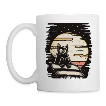 un chat assis sur le toit - Mug blanc - blanc - Gauche