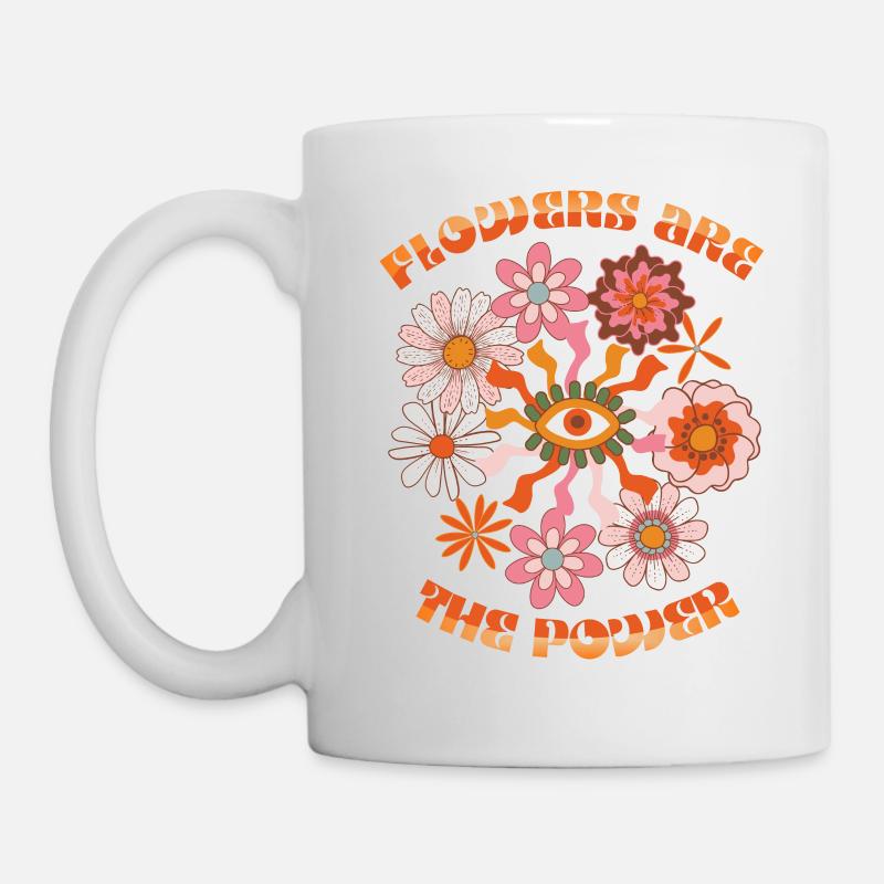 Vintage-1970 Retro 70s Groovy Fleurs Dire - Mug blanc - blanc