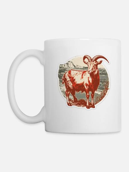 Geissbock rot und weiss - Tasse - Weiß