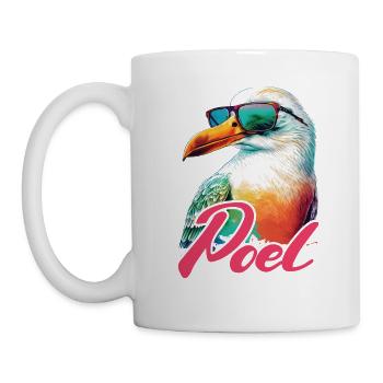 Poel holiday cool colorful seagull with sunglasses - Mug - white - Left