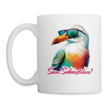 San Sebastian holiday colorful seagull with sunglasses - Mug - white - Left