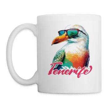 Tenerife vacances mouette colorée fraîche avec des lunettes de soleil - Mug blanc - blanc - Gauche