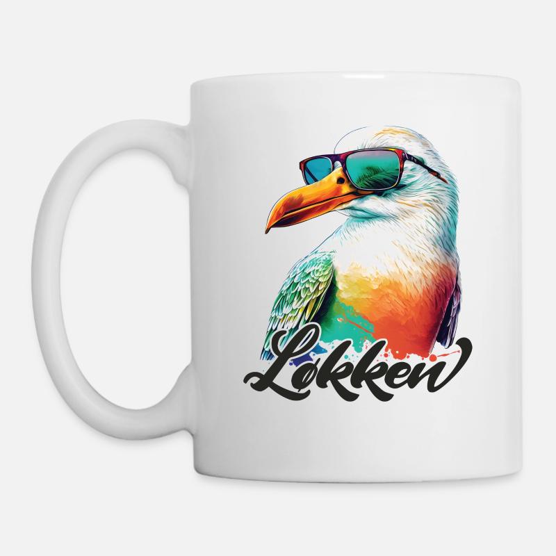 Loecken Urlaub coole bunte Möwe mit Sonnenbrille - Tasse - Weiß