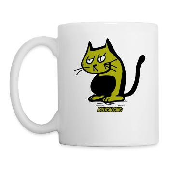 faule vintage retro cartoon Katze - Tasse - Weiß - Links