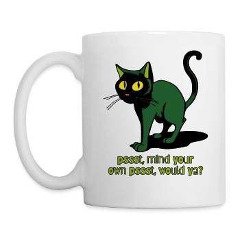 kümmer Dich um dein eigenes psst, Vintage Katze - Tasse - Weiß - Links