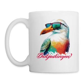 Butjadingen Urlaub coole Möwe mit Sonnenbrille - Tasse - Weiß - Links