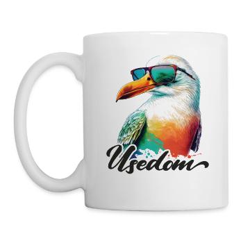Usedom vacances mouette colorée fraîche avec des lunettes de soleil - Mug blanc - blanc - Gauche