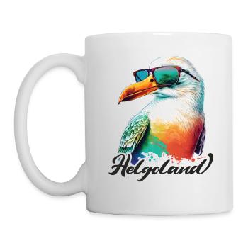 Heligoland holiday cool colorful seagull with sunglasses - Mug - white - Left