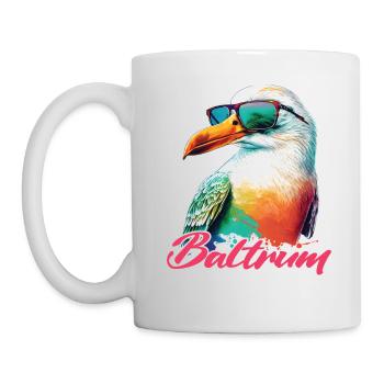 Baltrum Urlaub coole bunte Möwe mit Sonnenbrille - Tasse - Weiß - Links