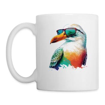 Mouette de couleur fraîche avec lunettes de soleil Vacances d’été - Mug blanc - blanc - Gauche