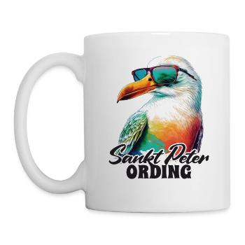 Sankt Peter Ording Holiday Seagull with Sunglasses - Mug - white - Left