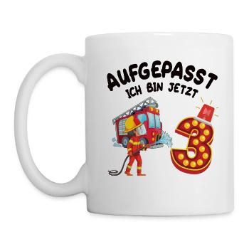 Aufgepasst Ich Bin Jetzt 3 - Geburtstag Geschenk - Tasse - Weiß - Links