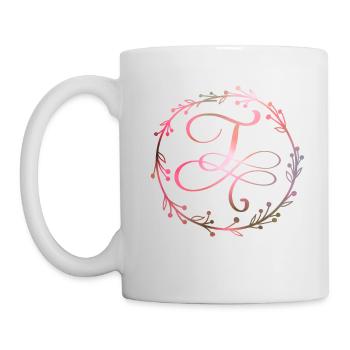Monogram, letter T, calligraphy ornament - Mug - white - Left