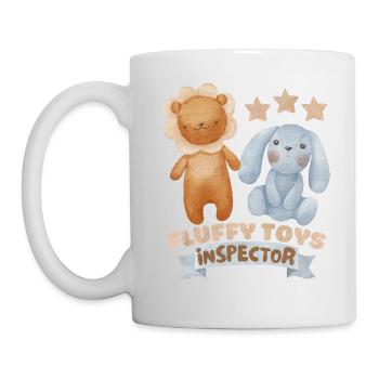 Baby saying, fluffy toy inspector, with teddy bear - Mug - white - Left